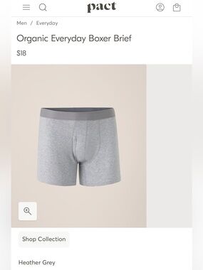 Pact Heather Grey Organic Everyday Boxer Brief